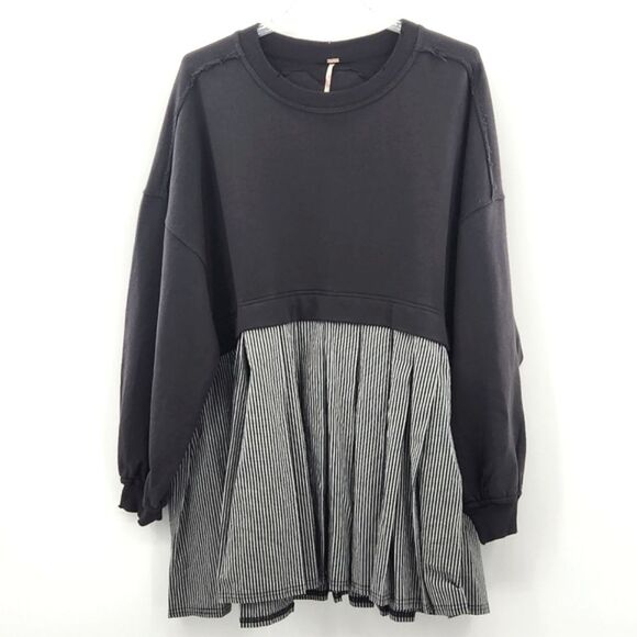 Free People Eleanor Tunic Dress Womens Size Small Black Distressed Academia Boho - Picture 2 of 11